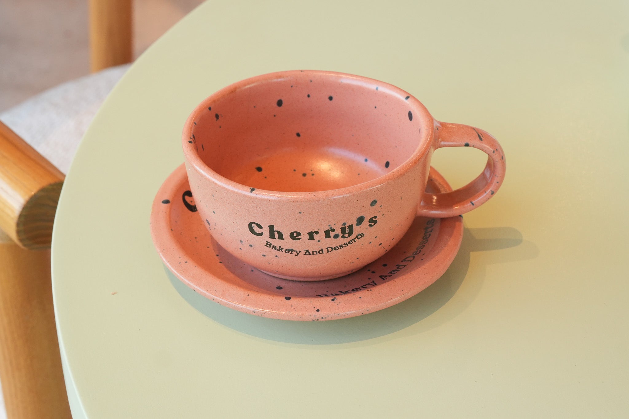 ☕ Cherry’s Latte Cup & Saucer – Matte Edition