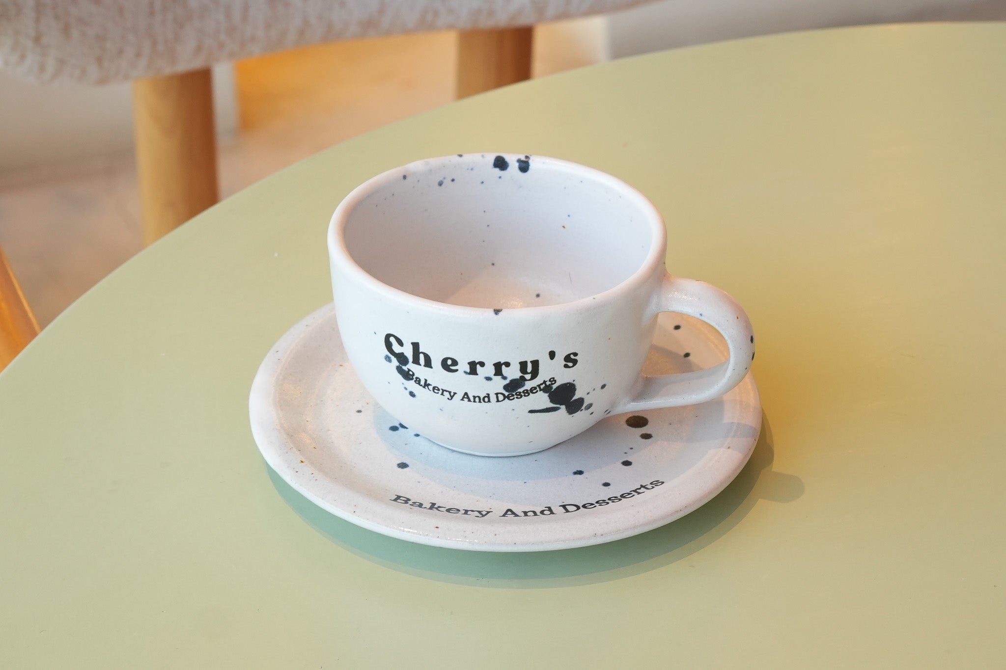 ☕ Cherry’s Latte Cup & Saucer – Matte Edition